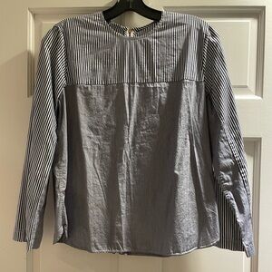 Striped Long Sleeve Zip Blouse